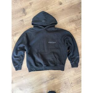 ESSENTIALS S Fear of god Black Hoodie Sweatshirt Pullover Cotton Thick Hood